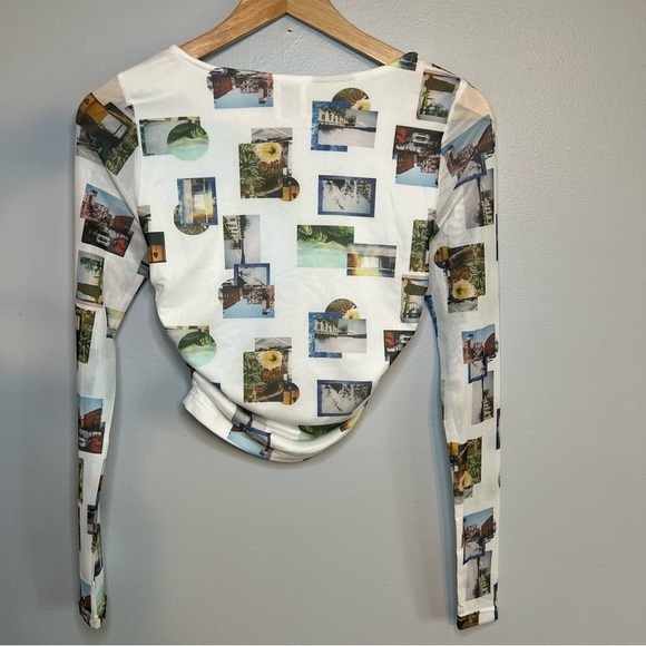 Princess Polly Picture This Top Long Sleeve Cropped Drawstrings Graphic Sz 4 - Picture 11 of 13